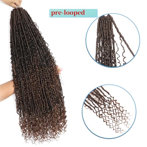 Boho Faux Locs Crochet Hair 18 Inch Goddess Locs 8 Packs Boho Soft Locs Crochet Hair with Curly Ends Pre-looped Long Bohemian River for Black Women (T30# - Image 4