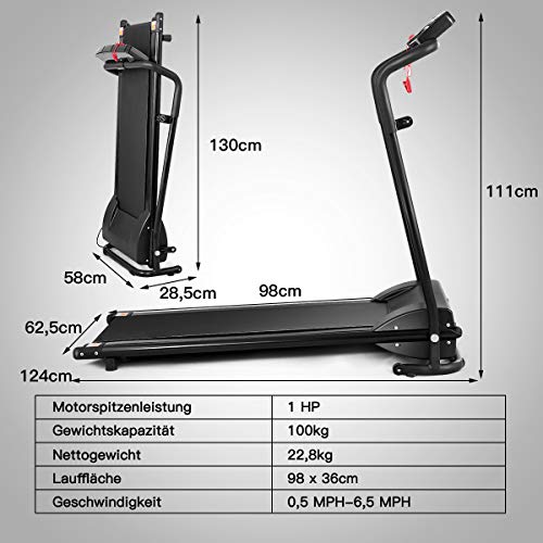 COSTWAY Elektrische loopband met 2 trainingsmodi en 12 programma's, 1-10 km/u, lcd-display, inklapbaar en oprolbaar, tot 100 kg belastbaar, incl. veiligheidssleutel, fitnessapparaat voor thuis en op - Afbeelding 8