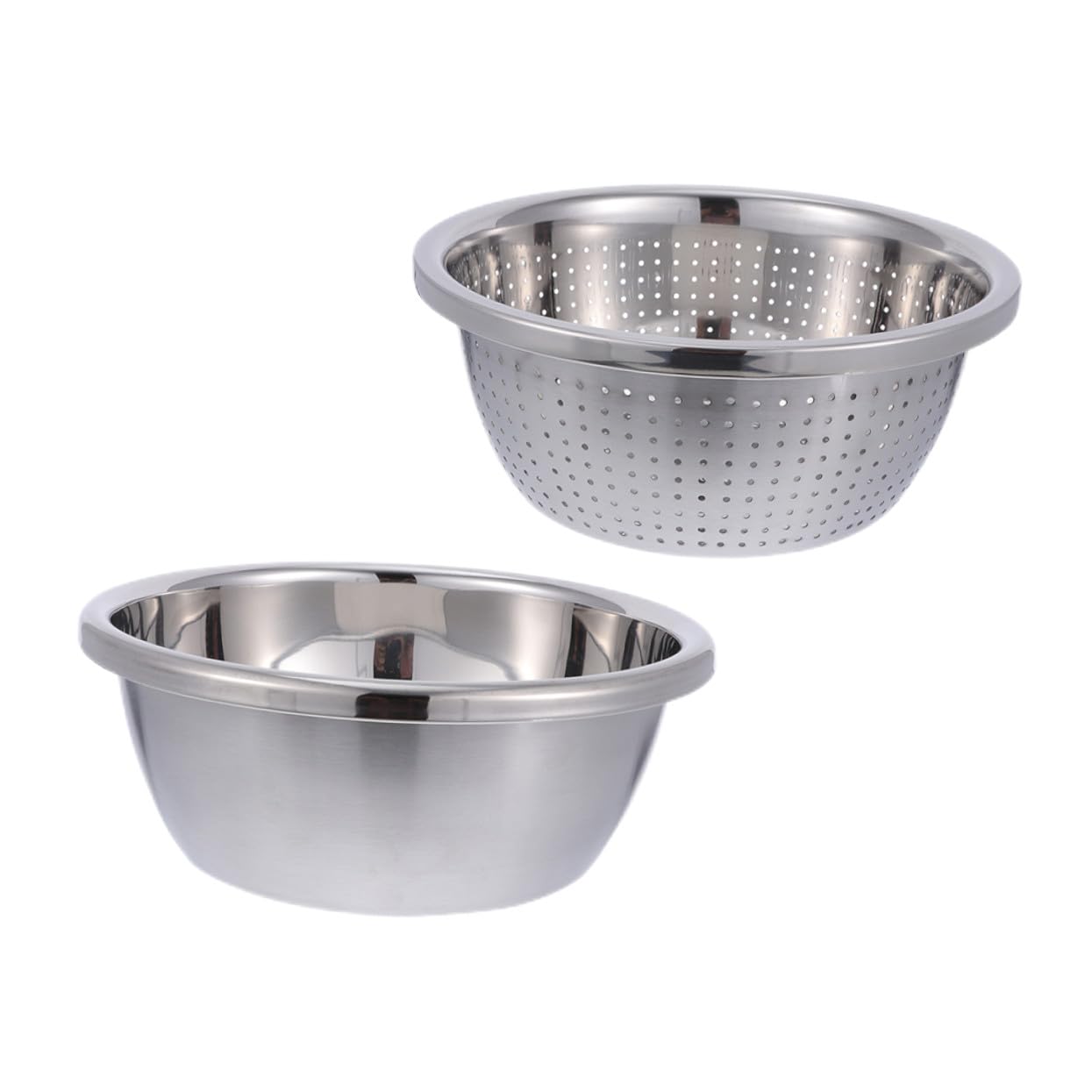Colador Inoxidable de Acero Verduras Doble Capa | Plata, Malla Fina en Capa Interior, Portátil, para Lavar Fruta y Drenar Agua en Cocina o Camping
