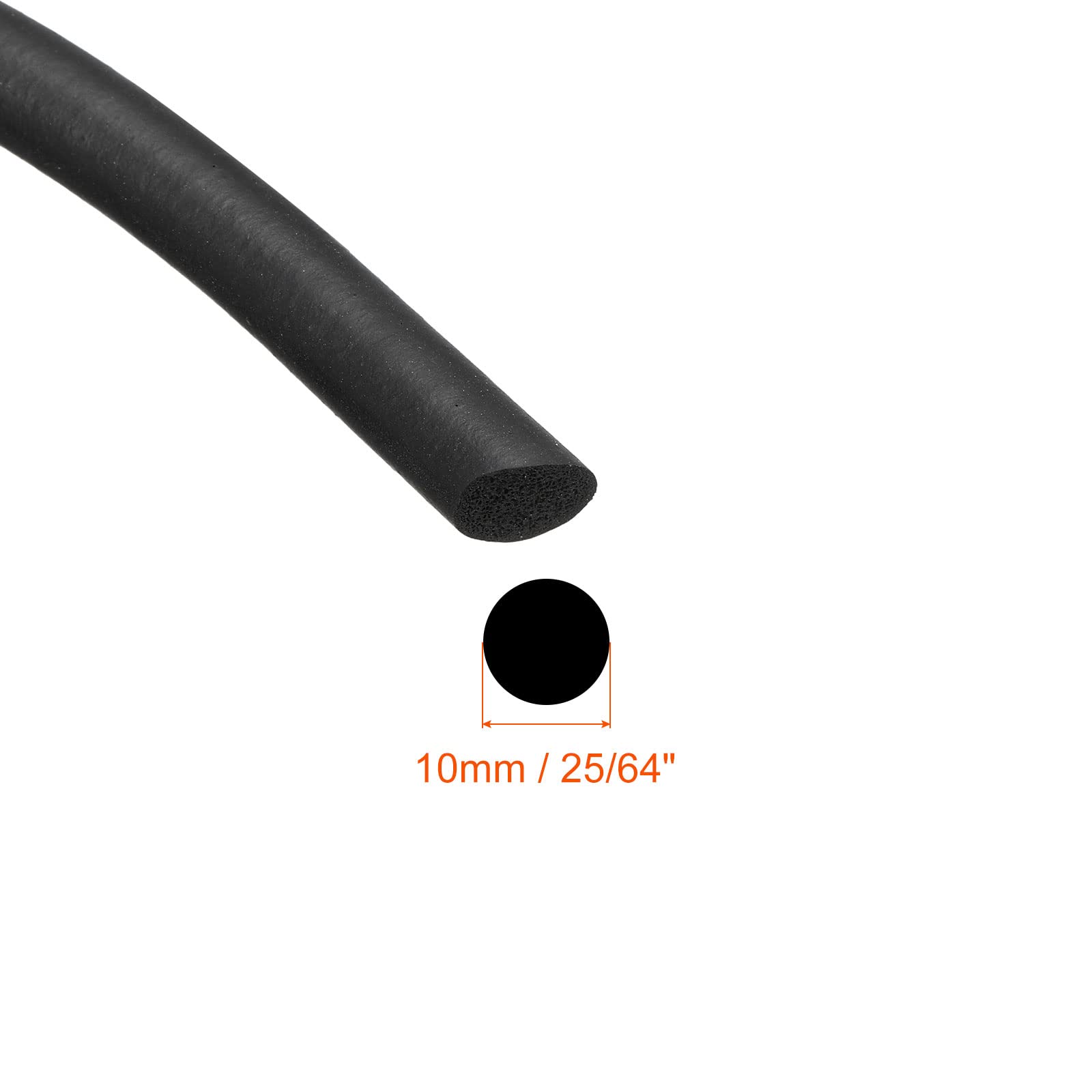 sourcing map Uszczelka z pianki gumowej 8 mm średnicy x 2 m długości, okrągła guma EPDM, osłony do samodzielnego uszczelnienia, łożyska wkładki, węże piankowe, rzemiosło, uszczelnienie domu