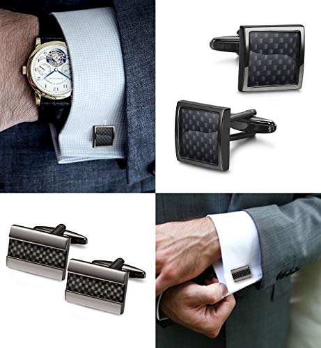 FIBO STEEL 4-8 Pairs Wedding Business Classic Cufflinks for Men Unique Cufflink Set Mens4