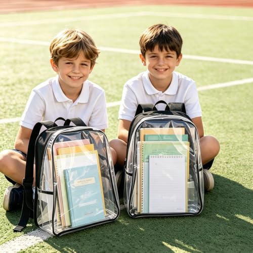 Image of JOMPARO Clear Backpacks for School College Work, 2 Pack Bundle Clear Bookbags Transparent Backpacks