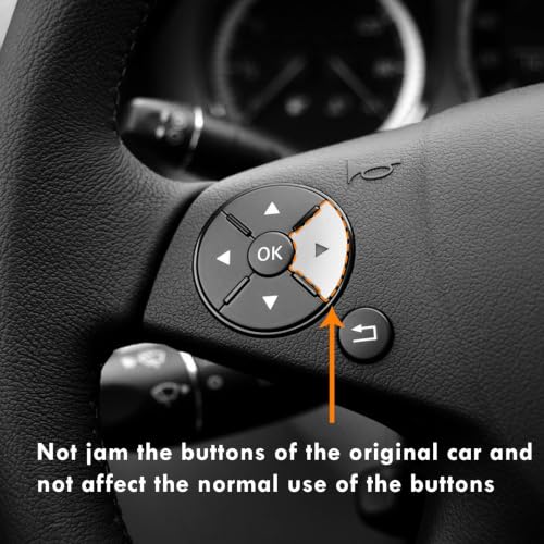 Image of Moonlinks Steering Wheel Button Stickers for Mercedes C-Class W204 E-Class | For W212 S-Class W221,GLK-Class X204 Steering Wheel Button Trim Cover Cap Sticker Inner Decoration (12PCS,Round)
