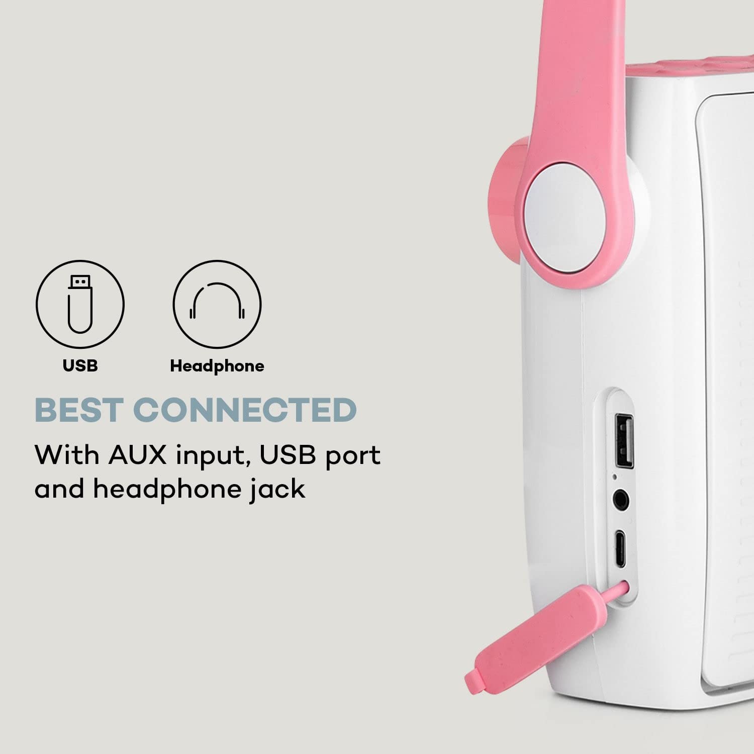 Auna Splash Duschradio, DAB Radio, BT DAB+/UKW IPX4, DAB+ Radio mit USB-Port Kopfhöreranschluss USB-C Akku, Digitalradio, weiß-rosa