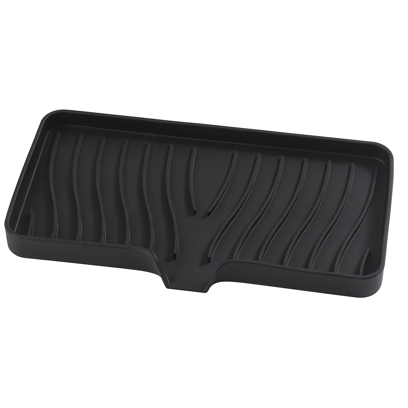 Leadfun Spülbecken Organizer Silikon Schwammhalter 25cm x 13cm, Küche Badezimmer Organizer für Schwämme, Bürsten, Seife, Abtropfmatte Silikon, Spülmaschinenfestes（Schwarz, 1 Stück）