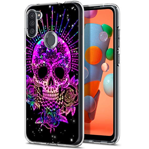 Personalized Purple Sugar Skull Case for Samsung Galaxy A11 Phone Cover Clear Silicone Protective Case for Samsung Galaxy A11