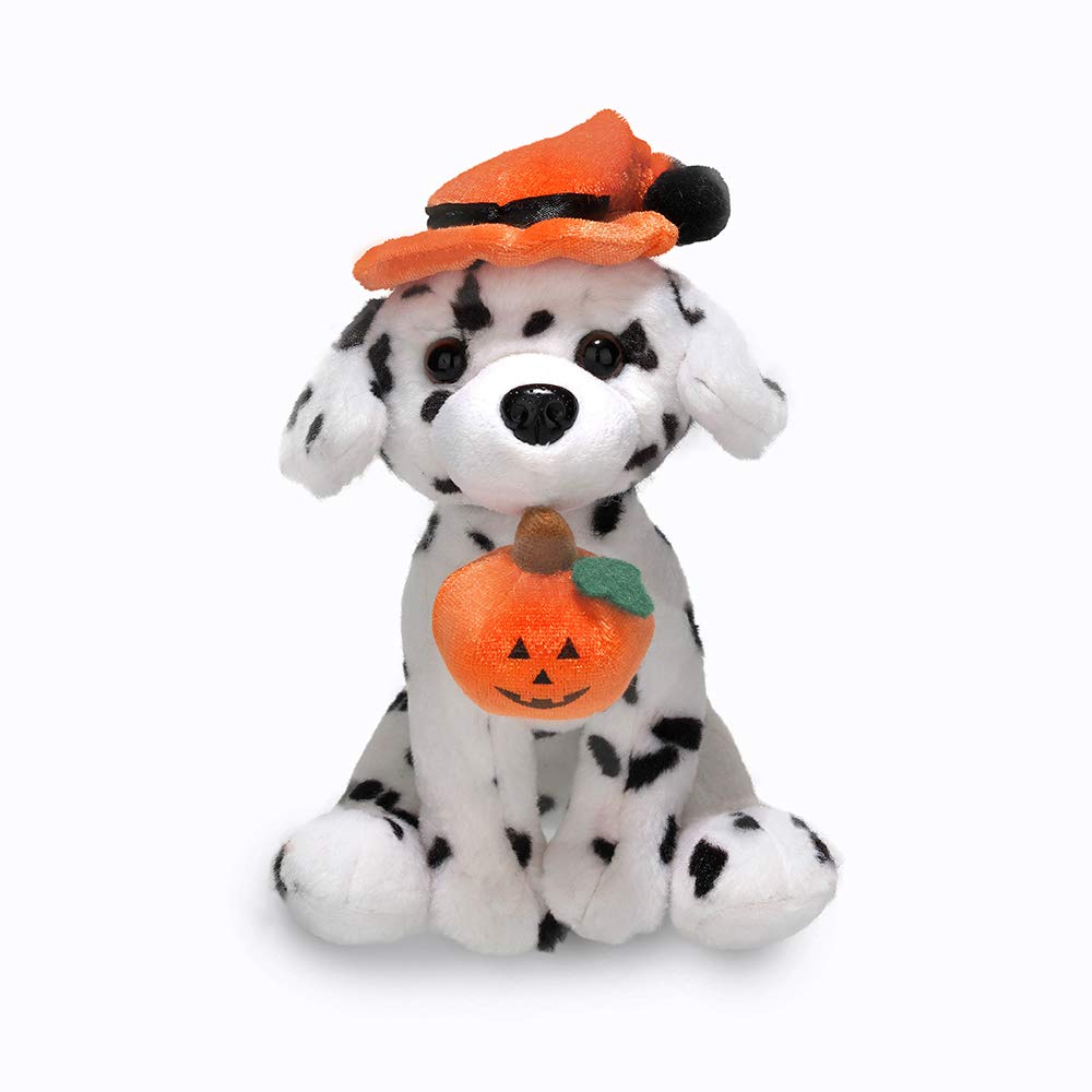 Plushland Halloween Pawpals 8 inches Puppy Dog Plush Stuffed Toy Comes with Hat and Halloween Jack O Lantern - Pumpkin for Kids on This Holiday (Dalmatian)