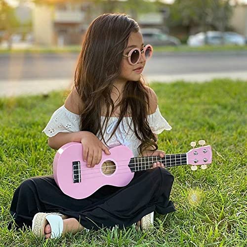 pomaikai soprano ukulele for beginners 21 inch ukulele wood toddler guitar small hawaiian ukalalee starter pink