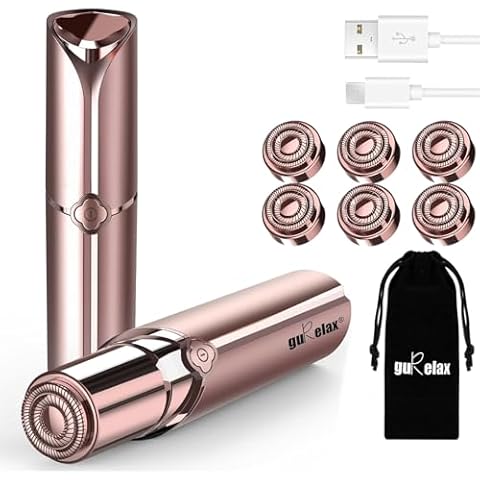 Facial Hair Remover for Women, Hypo-allergenic Electric Face Razor for Women, As Seen on TV, with 6pcs Replacement Heads for Flawless Finishing Touch, Dermatologist Approved Cover