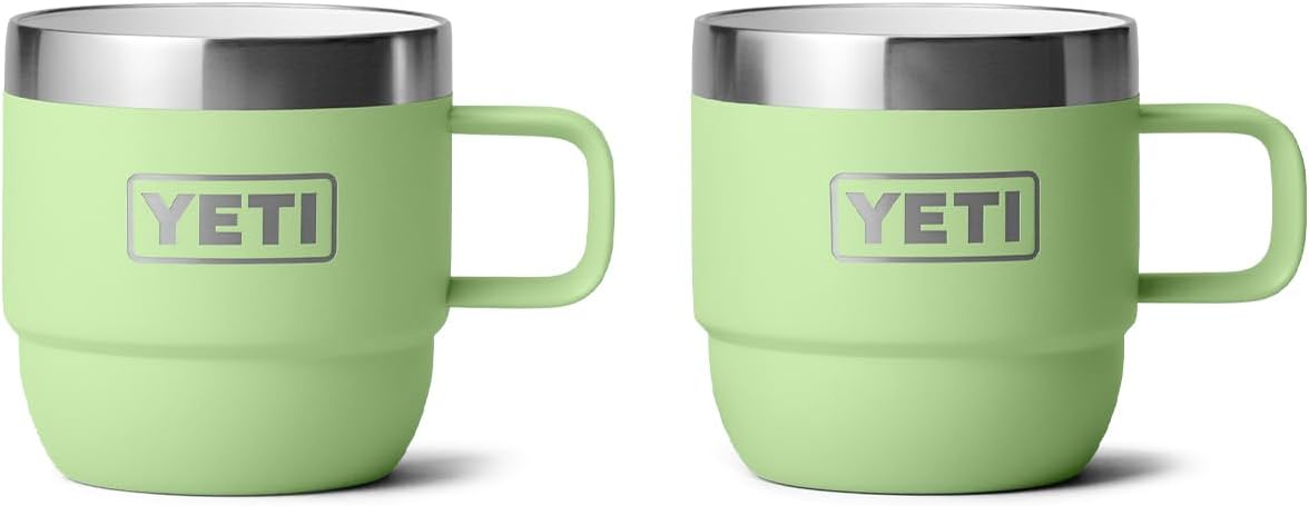 Rambler 6 oz Stackable Mug, Stainless Steel, Vacuum Insulated Espresso/Coffee Mug, 2 Pack, Key Lime