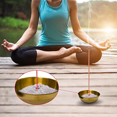 Texasrun Buddhist Offering Bowl Holy Water Bowl Yoga Meditation Bowl Buddha Worship Utensil Supplies Suitable For Ritual Loading Of Bulk Herbs And Resin Incense Incense Bowls 3.2 * 1.1 Inch Golden #TOP6
