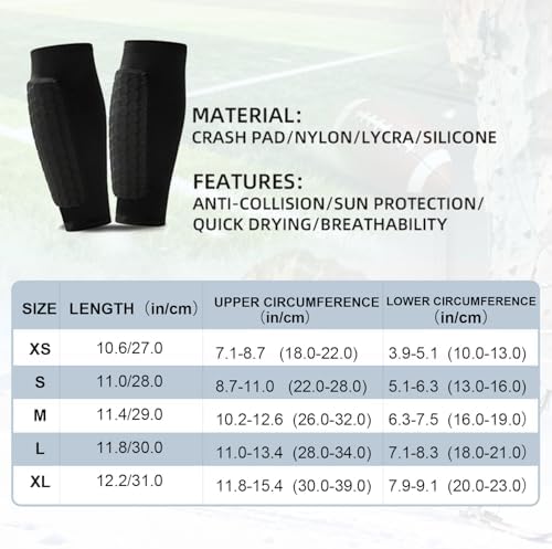 2 Pairs Shin Guards Soccer Kids,Soccer Shin Guards Socks Sleeves with Honeycomb Pads,Ski Shin Guards Anti-Collision Breathable,Football Shin Pads Lightweight for Youth Adult - 4
