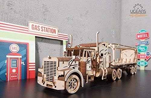 UGEARS VM-03 Heavy Truck + Trailer Lot of 2 Mechanical Wooden 3D Puzzle
