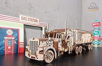 UGEARS VM-03 Heavy Truck + Trailer Lot of 2 Mechanical Wooden 3D Puzzle