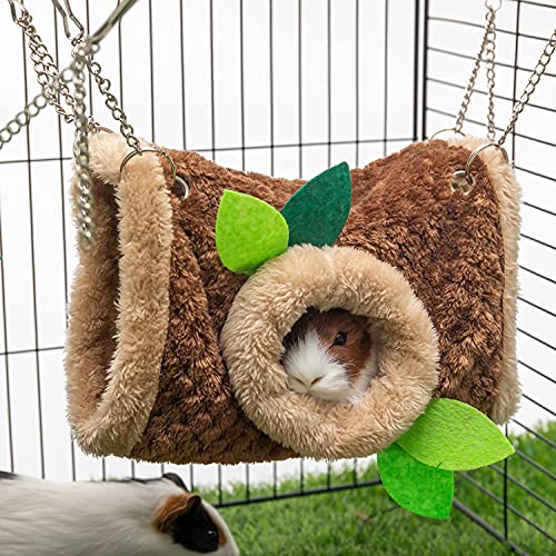 Orzechko Small Animal Hammock - Hanging Hammock & Tunnel Hideout For Guineapig Hamster Parrot Rat Chinchilla - Warm Swing Plush Cage Bed Washable Pet Hammock With 5.9" Chian #TOP6