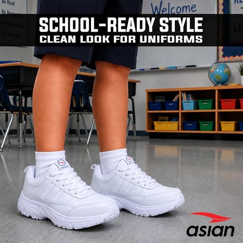 Image of ASIAN Expo-31 Lace School Shoes for Kids | Comfortable School Shoes for Boys & Girls with Soft Cushioning, Durable Upper, Secure Lace Fit & Steady Grip Sole