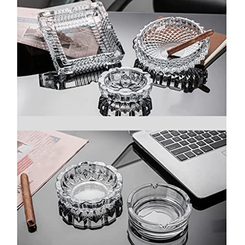 Cendrier en verre épais moderne transparent et résistant style géométrique - 8