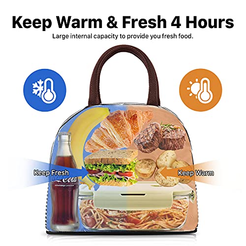 Dania & Dean Durable Insulated Lunch Bag For Women/Men Double Zippers Wide Open Bag Leakproof Thermal And Cooler Reusable Lunch Box For Office Outdoor (Black And White Stripes) #TOP3