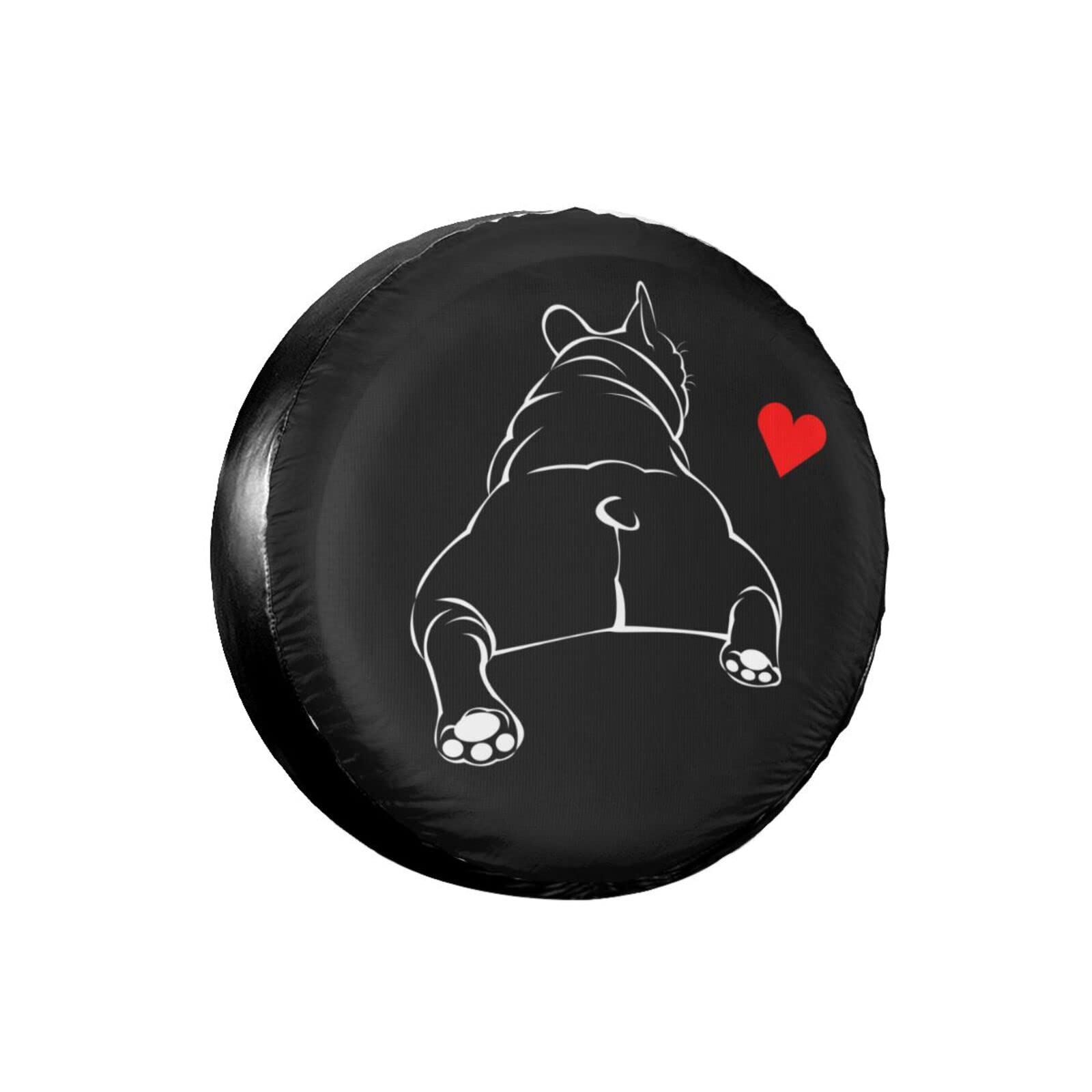 LOJAOGON Funny Bulldog Puppy Dog French Spare Tire Cover Wheel Protectors Dust-Proof Wheel Tire Cover Fit,Trailer, Rv, SUV and Many Vehicle 17inch