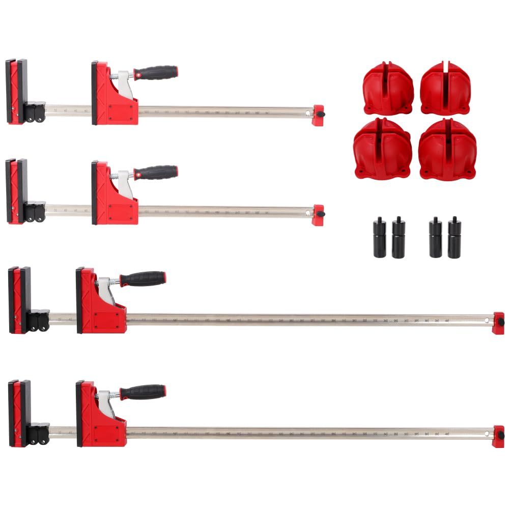 Kit di morsetti paralleli, set di 12 strumenti per falegnameria, morsetti paralleli da 61 cm, 2 morsetti paralleli da 40 cm, 2 pezzi, 4 pezzi per cani da banco da 5 cm, 4 blocchi per incorniciatura