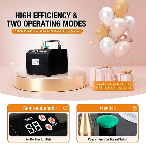 TITIDU Portable Electric Balloon Pump Professional Automatic Modeling Balloon Inflator, B231 Air Blower Portable Electric Balloon Pump Professional Automatic Modeling for Party Events Decoration
