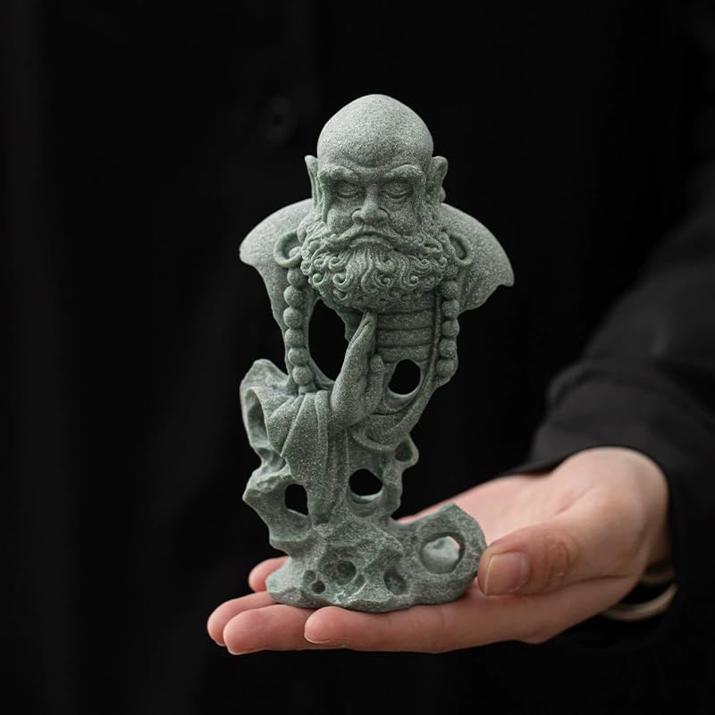 Miniatura 4 de livelyfish Estatua de Buda meditante, pecera, estatuas de Buda zen, figuras de pensador de piedra arenisca para acuario, jardín, decoración del