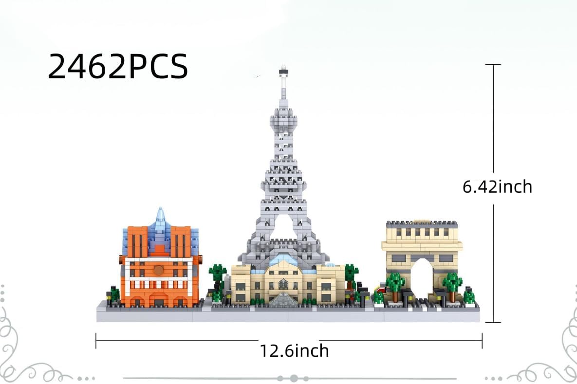 French Landmark Building Block Set Paris Skyline Series Building Set World Famous Architecture Model Home Decor 2462PCS