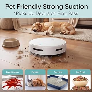 SereneLife Robottino Aspira e Lava Pavimenti, Robot Aspirapolvere, Controllo App, 3 Modalità, Sensori Anti-Caduta, Auto-Ricarica, Ideale per Pelo Animali e Pavimenti Duri, Bianco