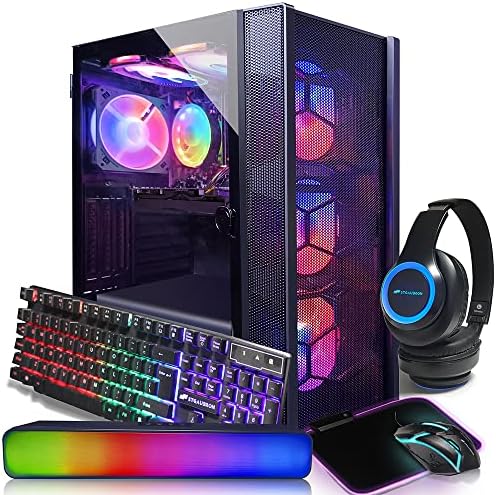 STGAubron Gaming Desktop PC,Intel Core i5-10400F up to 4.3G,GeForce RTX 2060 Super 8G GDDR6,16G DDR4,1T SSD,WiFi,BT 5.0,RGB Fan x6,RGB Keybaord&Mouse&MS Pad,RGB BT Sound Bar,RGB BT Gaming Mic,W11H64