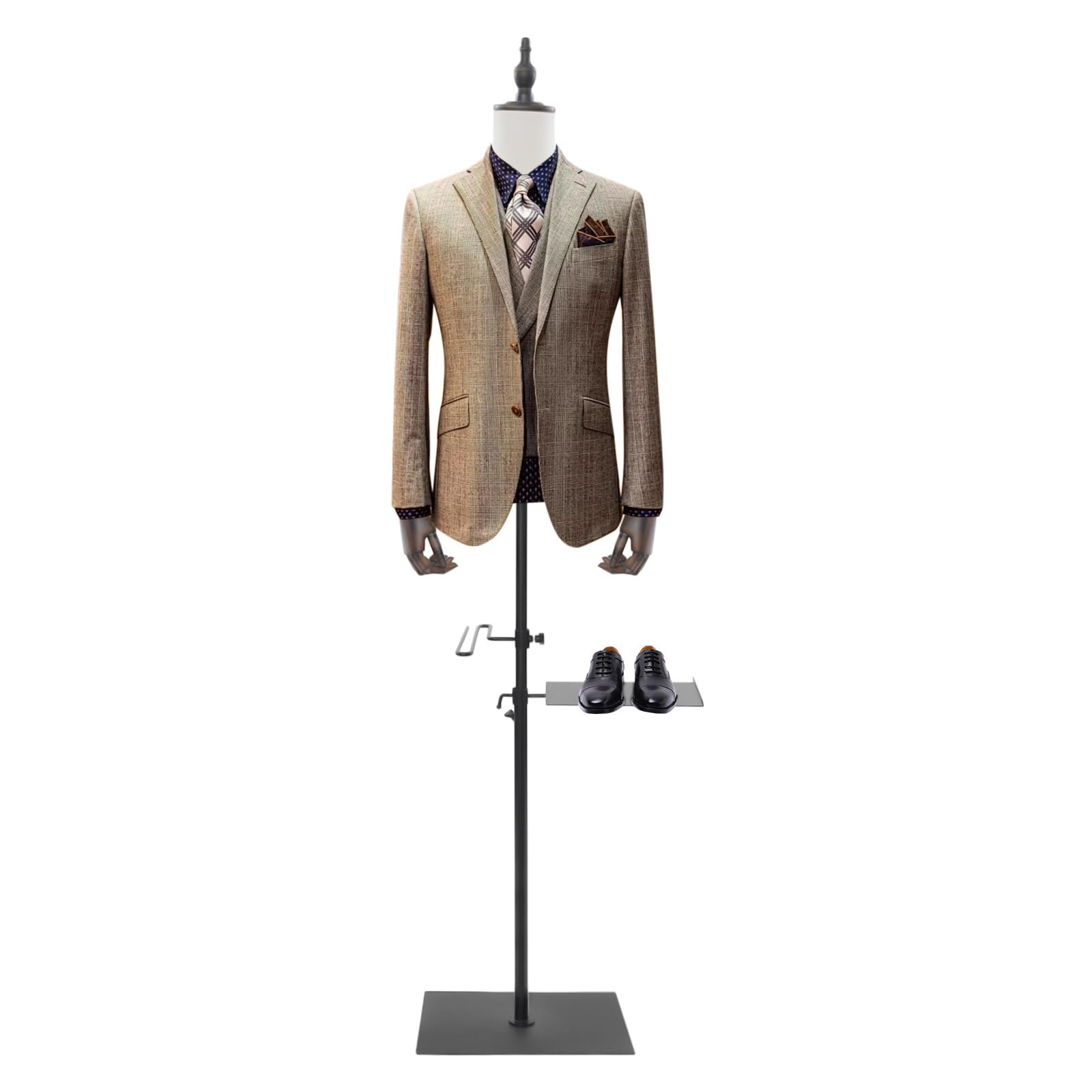 Męski modelowy korpus, regulowana wysokość 70-130 cm, męski tors, ekspozycja, płyta do sklepów z odzieżą butikową, do t-shirtów, kurtek, garniturów (biały, antyczny, czarny, 130 cm)