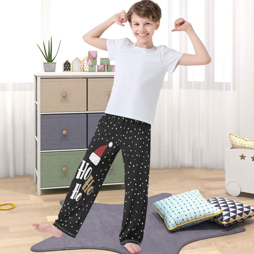 Boy's Pants Funny Christmas Hohoho Dot Black Jogger Pants Elastic Long Bottoms Trousers with Pockets 6-14 Years4