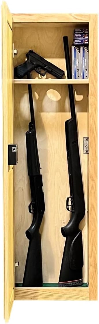 Hide-Away Recessed in The Wall Oak Gun Cabinet