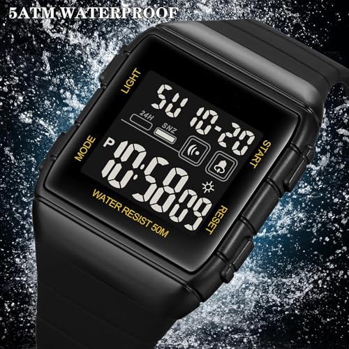 findtime Reloj de pulsera digital digital para hombre con doble time/temporizador de cuenta atrás/LED/alarma/cronómetro/12/24H - Imagen 4