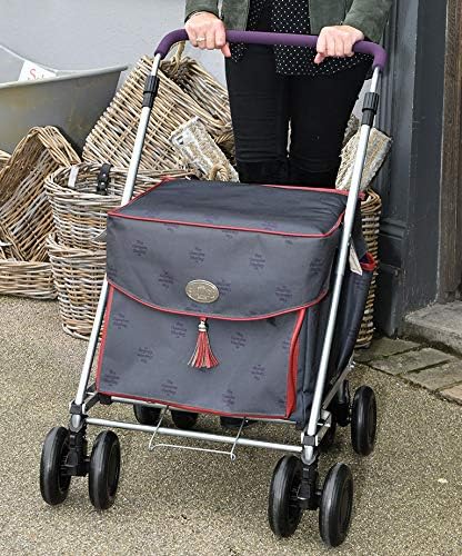 Sholley 'Sit-on' NEW Ruby Royale Shopping Trolley with Seat, 8 Wheels, Safety Footbrakes, Height & Angle Adjustable Handle, Light, Easy to Push, Foldable