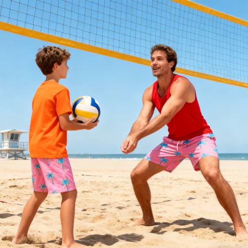 Cozople Swim Trunk for Boys Coconut Trees Swim Short Commpression Anti Chafe Pink Swimsuit UPF Bathing Suit Boxer Brief Swimwear for Outdoor Size 8 — view 4