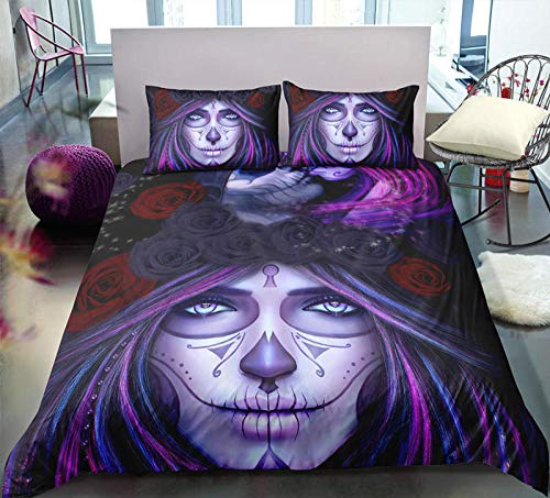 3D Digital Printing Scream Skull Bedding Set Skull Duvet Cover Microfiber Set 220x260cm