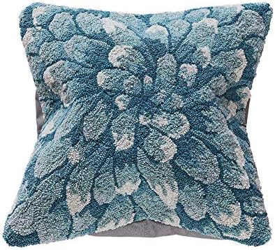 Liora Manne Frontporch Indoor/Outdoor Pillow, 18" Square, Mum Aqua