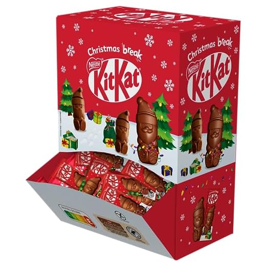 KitKat - Mini Père Noël Chocolat au Lait - Présentoir de Mini Figurines emballées individuellement - 1 kg
