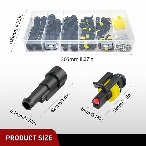 Image of Nilight 120PCS 1 Pin Electrical Connector Plug Male Female Terminal Wire Connector Waterproof Connectors 1 Way Automotive Connect Set for Car Truck Motorcycle Marine Boat 20 Sets