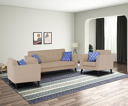 Image of Adorn India Dannis 3+2+1 6 Seater Sofa Set (Beige) (3 Year Warranty)