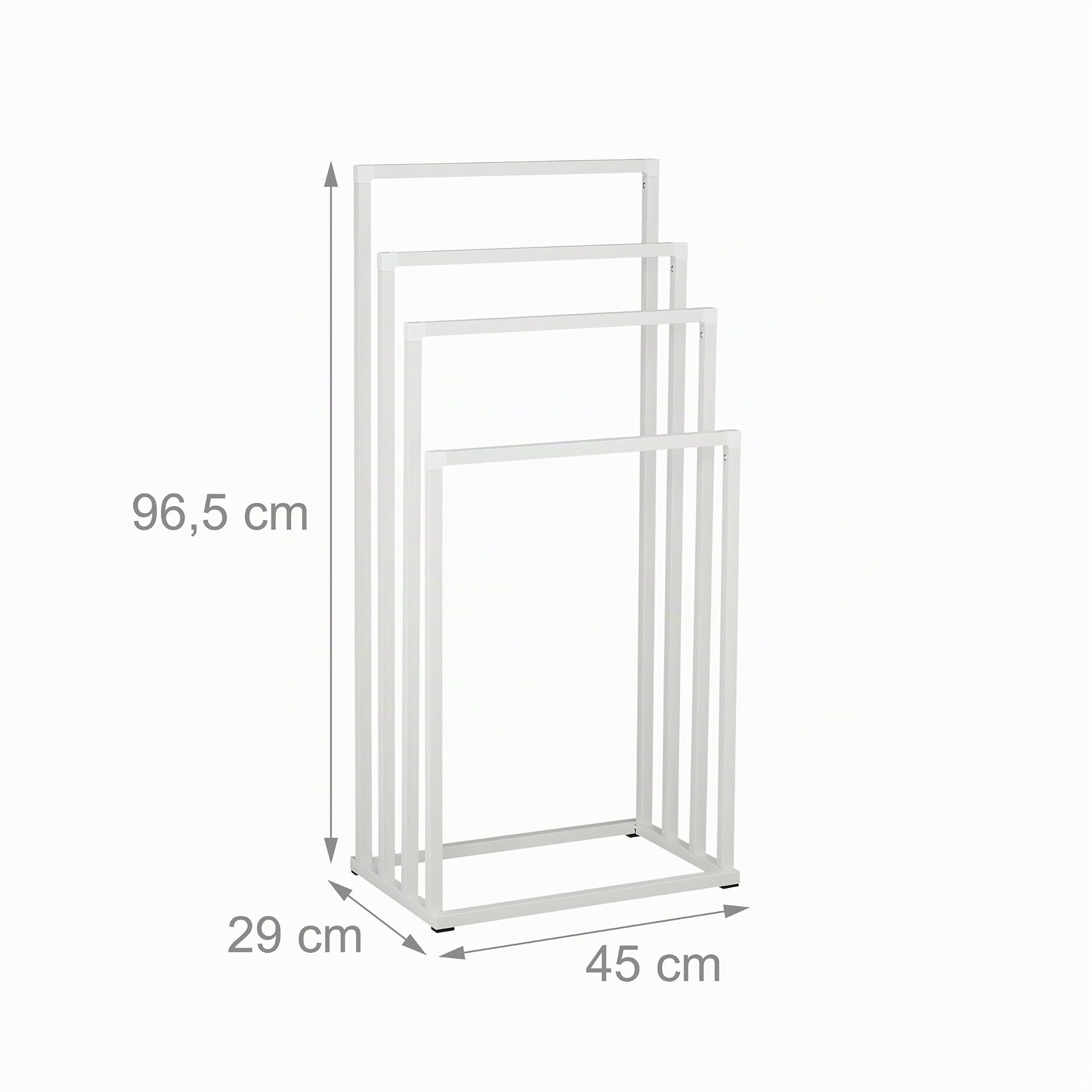 Toallero Relaxdays, HxBxT: 96,5 x 45 x 29 cm, Metal, 4 Varillas, Soporte de Toallas, baño, Blanco