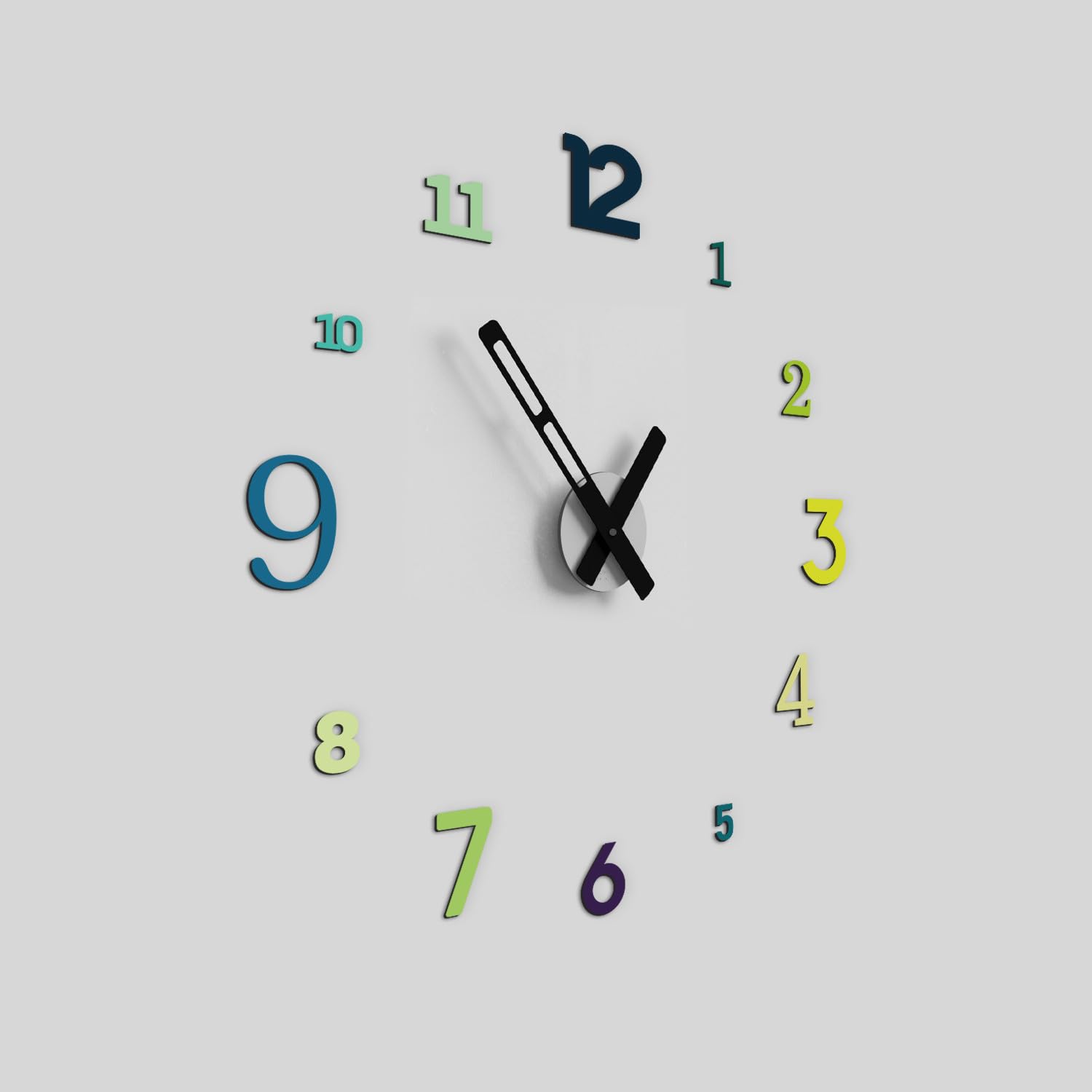 Giallobus - Reloj Typos - Typos - Madera de MDF - Float ⌀ 60/80/110cm - 01 - Hills - Reloj de Pared Moderno - Números Adhesivos 3D - Diámetro Variable 60/80/100cm