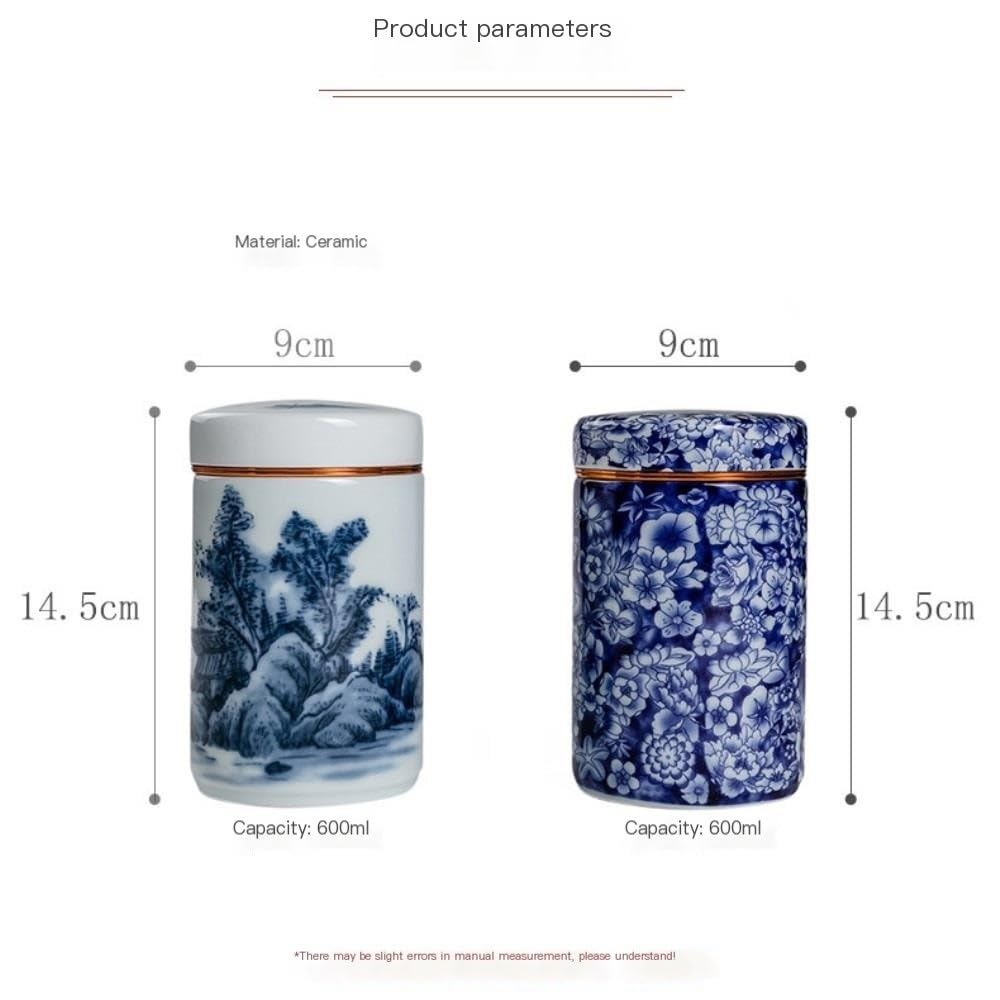 Barattoli per il Tè Sfuso Contenitore for la conservazione del tè sfuso, lattina sigillata in porcellana blu e bianca, lattina di tè vuota, set regalo con lattina singola/doppia Barattolo per il Tè Er