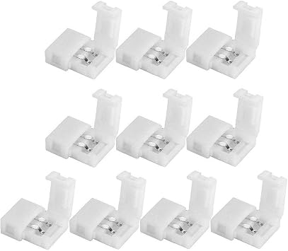 10pcs 2 Pin RGB Light Strip Connector 8mm Wide Gapless Solderless Adapter Terminal Extension for 3528 5050 Single Color LED Strip