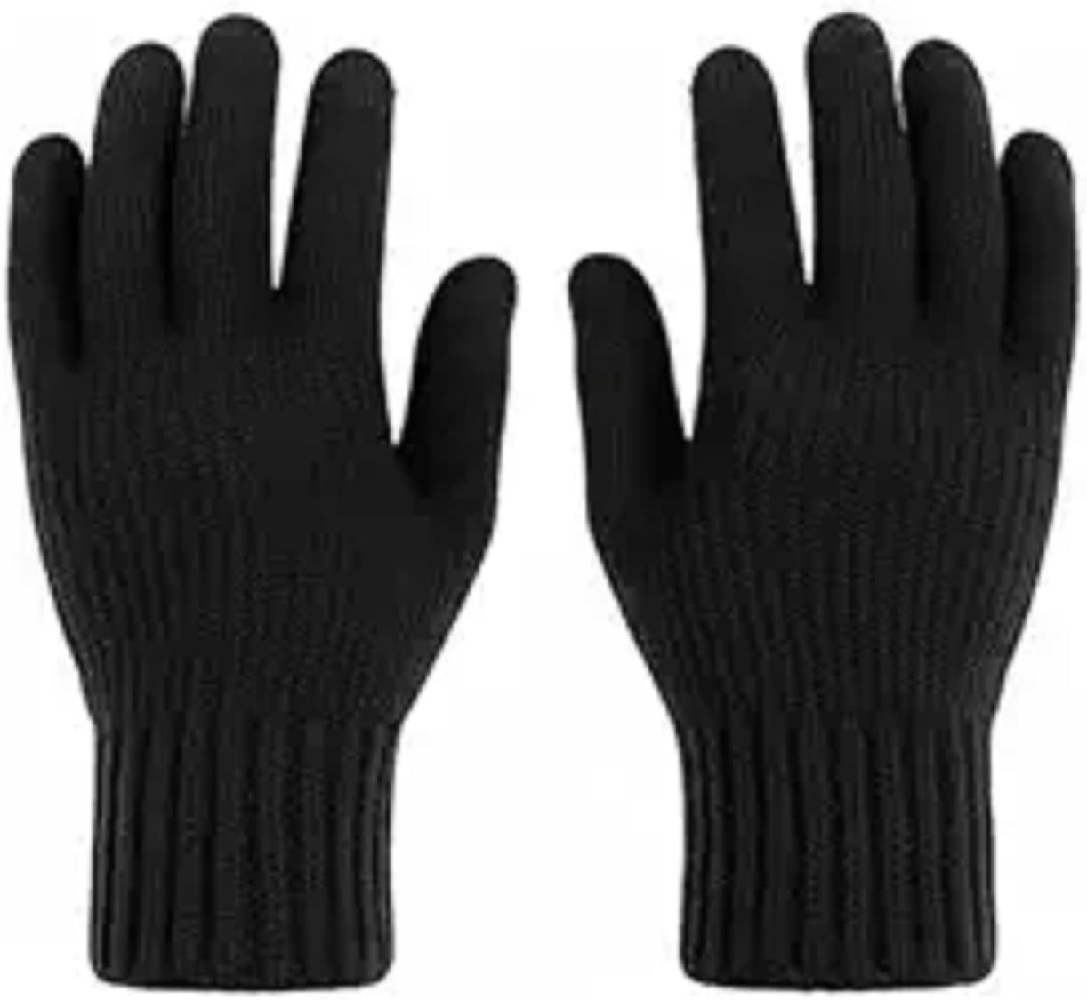 Winter Warm Men & Women Woolen Knitted Hand Gloves Free Size- (1pkt 6 Pair Black) - Woolen Knitted Gloves (Black)