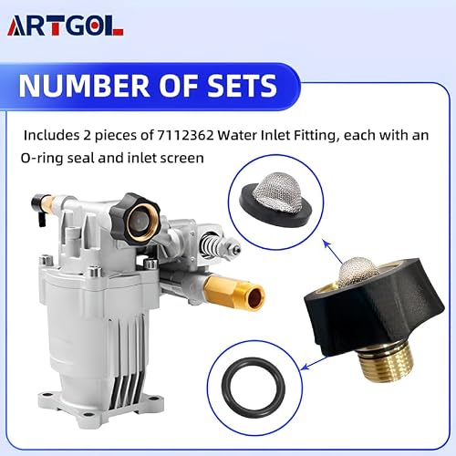 2 Pcs 7112362 Water Inlet Fitting Replacement for Simpson, Honda, Dewalt Pressure Washer and Other All 3/8" Male & 3/4" Female End High Pressure Washer Pump Water Inlet Connector Replacement Part