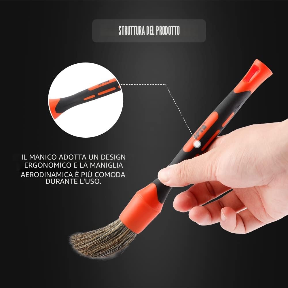 SPTA Spazzola per Cerchioni, Set di 5 Pennelli detalles de automóviles Diferentes cepillos de pelo suave Kit con cabezal reemplazable para limpieza