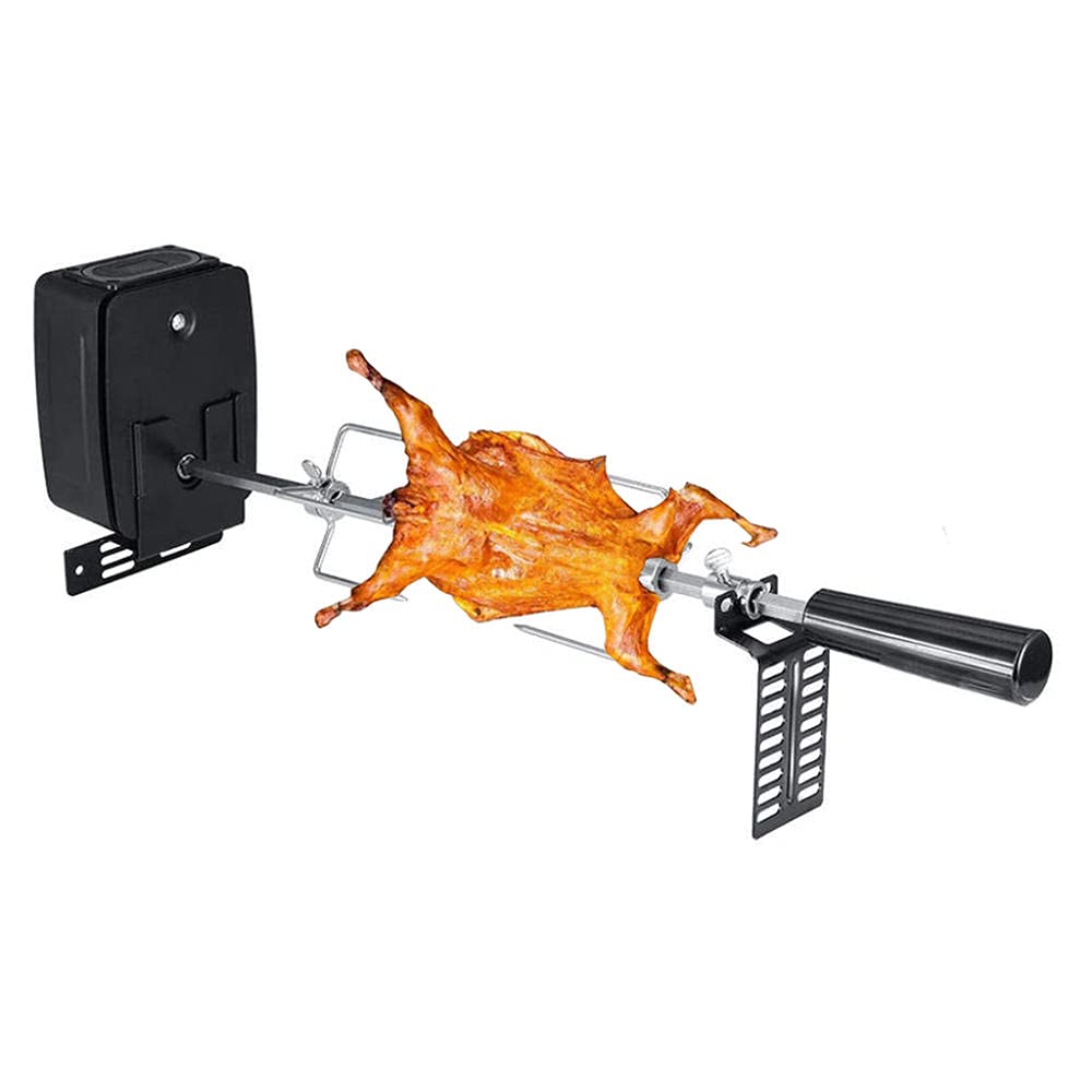 Asador Electrico Giratorio Automático, Pincho para Barbacoa de Acero Inoxidable Brocheta de 107㎝ Incluye 2 Brochetas De Carne, Motor, Pincho Giratorio, Asador Giratorio