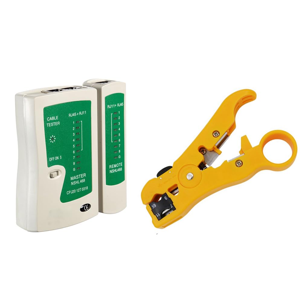CRAFTS HAVELI RJ45 Network Tester & Stripping Tool Kit – Ethernet Cable Tester with Wire Stripper and Crimping Tool for LAN Network Repair & Installation