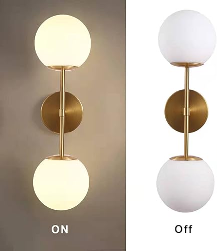 Miniatura 8 de Aplique de pared del globo, 21" iluminación moderna de la pared del aplique de GlassGlobe de la leche para los tocadores del cuarto de baño